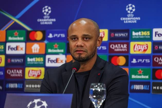 09 12 2024, Football, Season 2024 2025, Champions League, Matchday 6, Press conference FC Bayern Munich, Coach Vincent Kompany FC Bayern Munich Gelsenkirchen Veltins Arena NRW Germany xRHR PHOTO TRx Copyright: TimxRehbein RHR-FOTOx RHR-FOTO TR