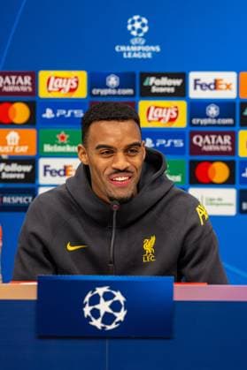 Football - UEFA Champions League - League Phase - Girona FC v Liverpool FC - MD-1 GIRONA, SPAIN - Monday, December 9, 2024: Liverpool s Ryan Gravenberch during a press conference, PK, Pressekonferenz at Estadi Montilivi ahead of the UEFA Champions League Matchday 6 game between Girona FC and Liverpool FC. (Photo by David Rawcliffe Propaganda) GIRONA Estadi Montilivi CATALONIA SPAIN  Copyright: xDavidxRawcliffex P2024-12-09-Girona_Liverpool_MD-1-6