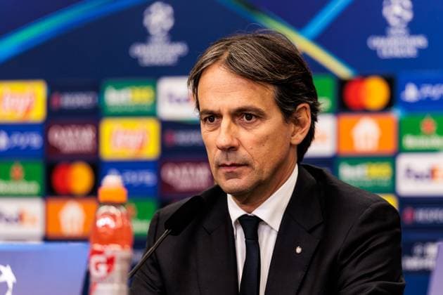 UEFA Champions League Press Conference Inter Milan 09 12 2024 Simone Inzaghi Coach Inter Milan during the press conference UEFA Champions League Press Conference Inter Milan before the match against Bayer 04 Leverkusen, Leverkusen, BayArena on 09 12 2024 Copyright: xBEAUTIFULxSPORTS Wunderlx
