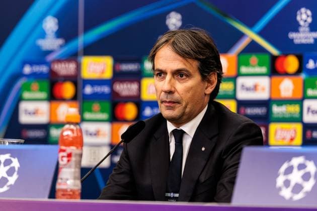 UEFA Champions League Press Conference Inter Milan 09 12 2024 Simone Inzaghi Coach Inter Milan during the press conference UEFA Champions League Press Conference Inter Milan before the match against Bayer 04 Leverkusen, Leverkusen, BayArena on 09 12 2024 Copyright: xBEAUTIFULxSPORTS Wunderlx