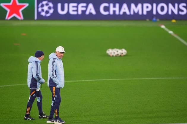 Real Madrid s head coach Carlo Ancelotti during the training session the day before the Uefa Champions League soccer match between Atalanta and Real Madrid a at the Gewiss Stadium in Bergamo, north Italy - Monday , December 9 , 2024. - Soccer .  Copyright: xSpada LaPressex