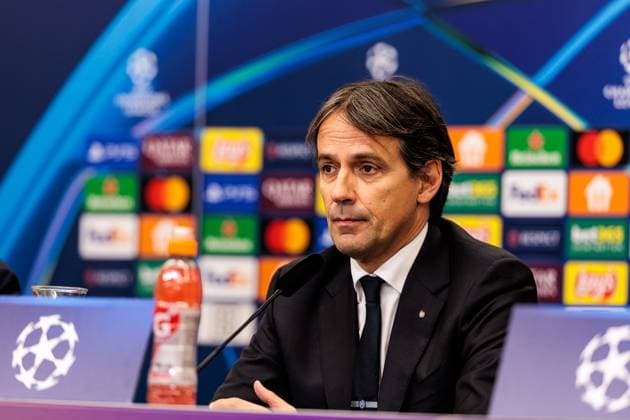 UEFA Champions League Press Conference Inter Milan 09 12 2024 Simone Inzaghi Coach Inter Milan during the press conference UEFA Champions League Press Conference Inter Milan before the match against Bayer 04 Leverkusen, Leverkusen, BayArena on 09 12 2024 Copyright: xBEAUTIFULxSPORTS Wunderlx
