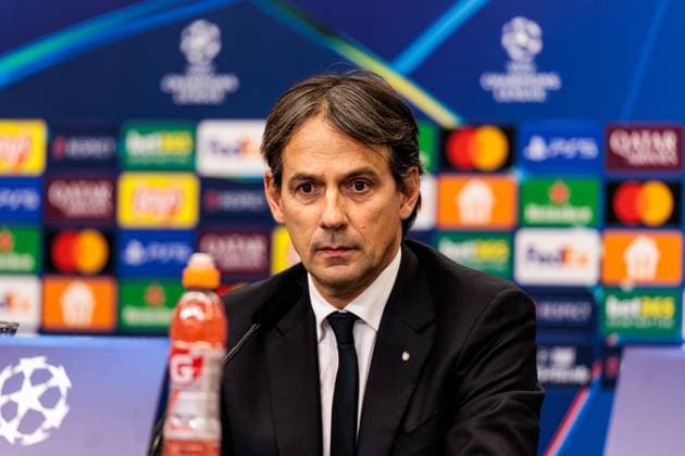 UEFA Champions League Press Conference Inter Milan 09 12 2024 Simone Inzaghi Coach Inter Milan during the press conference UEFA Champions League Press Conference Inter Milan before the match against Bayer 04 Leverkusen, Leverkusen, BayArena on 09 12 2024 Copyright: xBEAUTIFULxSPORTS Wunderlx