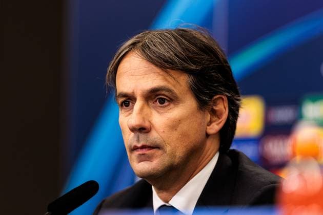 UEFA Champions League Press Conference Inter Milan 09 12 2024 Simone Inzaghi Coach Inter Milan during the press conference UEFA Champions League Press Conference Inter Milan before the match against Bayer 04 Leverkusen, Leverkusen, BayArena on 09 12 2024 Copyright: xBEAUTIFULxSPORTS Wunderlx