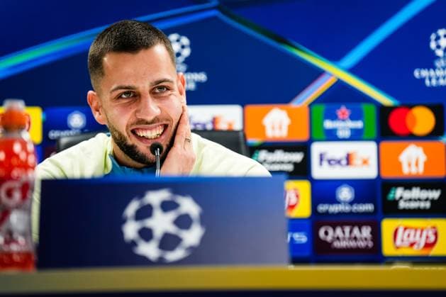 Champions League 2024-2025: press conference, PK, Pressekonferenz of Feyenoord Rotterdam - David Hancko of Feyenoord during the press conference of Feyenoord in preparation of the Champions League duel against AC Sparta Prague at Stadion Feijenoord De Kuip on 10 December 2024 in Rotterdam, The Netherlands. Copyright: xYannickxVerhoevenx