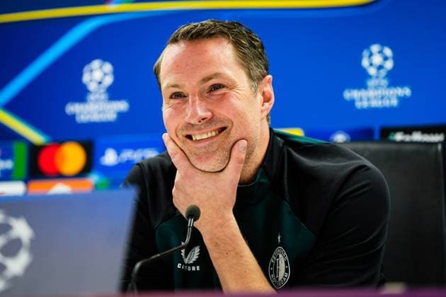 Champions League 2024-2025: press conference, PK, Pressekonferenz of Feyenoord Rotterdam - Feyenoord coach Brian Priske during the press conference of Feyenoord in preparation of the Champions League duel against AC Sparta Prague at Stadion Feijenoord De Kuip on 10 December 2024 in Rotterdam, The Netherlands. Copyright: xYannickxVerhoevenx