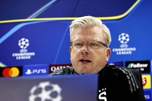 ROTTERDAM - Sparta Prague coach Lars Friis during a press conference, PK, Pressekonferenz at the Kuip prior to the Champions League match against Feyenoord. ANP MAURICE VAN STEEN xVIxANPxSportx xxANPxIVx 515391741 originalFilename: 515391741.jpg