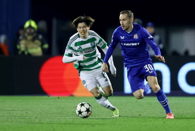 GNK Dinamo v Celtic FC - UEFA Champions League 2024 25 League Phase MD6 ZAGREB, CROATIA - DECEMBER 10: Marko Rog of Dinamo Zagreb in action against Kyogo Furuhashi of Celtic during UEFA Champions League League Phase MD6 match between Dinamo Zagreb and Celtic at Stadion Maksimir on December 10, 2024 in Zagreb, Croatia.  SanjinxStrukic PIXSELL