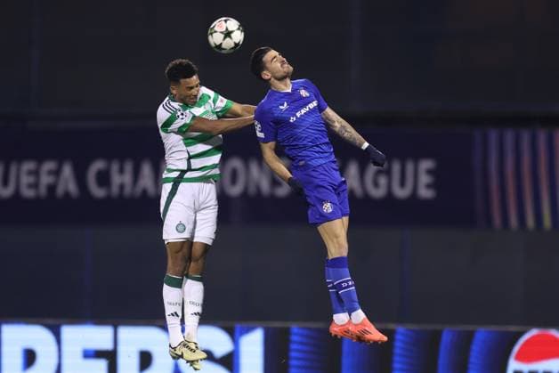 GNK Dinamo v Celtic FC - UEFA Champions League 2024 25 League Phase MD6 ZAGREB, CROATIA - DECEMBER 10: Sandro Kulenovic of Dinamo Zagreb gets up for a header during UEFA Champions League League Phase MD6 match between Dinamo Zagreb and Celtic at Stadion Maksimir on December 10, 2024 in Zagreb, Croatia.  GoranxStanzl PIXSELL