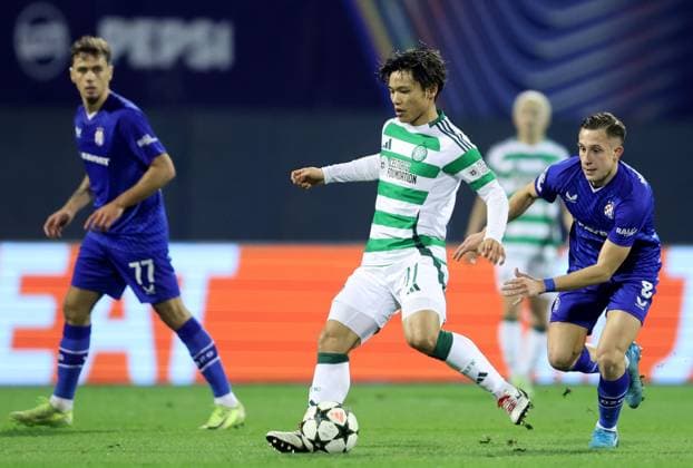 GNK Dinamo v Celtic FC - UEFA Champions League 2024 25 League Phase MD6 ZAGREB, CROATIA - DECEMBER 10: Reo Hatate of Celtic in action during UEFA Champions League League Phase MD6 match between Dinamo Zagreb and Celtic at Stadion Maksimir on December 10, 2024 in Zagreb, Croatia.  SanjinxStrukic PIXSELL