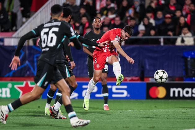 December 10, 2024, Girona, Girona, SPAIN: Miguel Gutierrez of Girona FC in action during the UEFA Champions League 2024 25 League Phase MD6, match between Girona FC and Liverpool FC at Estadi de Montilivi on December 10, 2024 in Girona, Spain. Girona SPAIN - ZUMAa181 20241210_zaa_a181_066 Copyright: xJavierxBorregox