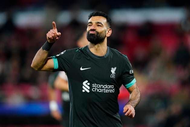 ESP: Girona FC v Liverpool FC. UEFA Champions League match. Date 6 Mohamed Salah of Liverpool FC celebrates the 0-1 during the UEFA Champions League match, date 6, between Girona FC and Liverpool FC played at Montilivi Stadium on December 10 2024 in Barcelona Spain. kpng Copyright: xSergioxRuizx xImagox PS_241210_GIR_LIV_042