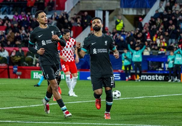 Football - UEFA Champions League - League Phase - Girona FC v Liverpool FC GIRONA, SPAIN - Tuesday, December 10, 2024: Liverpool s Mohamed Salah celebrates after scoring the opening goal from a penalty kick during the UEFA Champions League Matchday 6 game between Girona FC and Liverpool FC at the Estadi Montilivi. (Photo by David Rawcliffe Propaganda) GIRONA Estadi Montilivi CATALONIA SPAIN  Copyright: xDavidxRawcliffex P2024-12-10-Girona_Liverpool-40