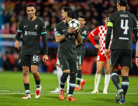Football - UEFA Champions League - League Phase - Girona FC v Liverpool FC GIRONA, SPAIN - Tuesday, December 10, 2024: Liverpool s Mohamed Salah prepares to take a penalty kick during the UEFA Champions League Matchday 6 game between Girona FC and Liverpool FC at the Estadi Montilivi. (Photo by David Rawcliffe Propaganda) GIRONA Estadi Montilivi CATALONIA SPAIN  Copyright: xDavidxRawcliffex P2024-12-10-Girona_Liverpool-45
