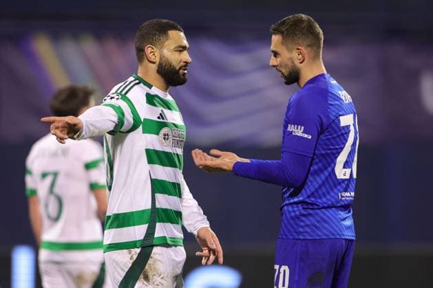 Cameron Carter-Vickers of Celtic (L) and Marko Pjaca of Dinamo Zagreb (R) Dinamo Zagreb v Celtic, UEFA Champions League, Group Stage, Football, Maksimir Stadium, Zagreb, Croatia, UK - 10 Dec 2024 EDITORIAL USE ONLY No use with unauthorised audio, video, data, fixture lists, club league logos or live services. Online in-match use limited to 120 images, no video emulation. No use in betting, games or single club league player publications.  Copyright: xNikolaxKrstic Shutterstockx 14984446ce