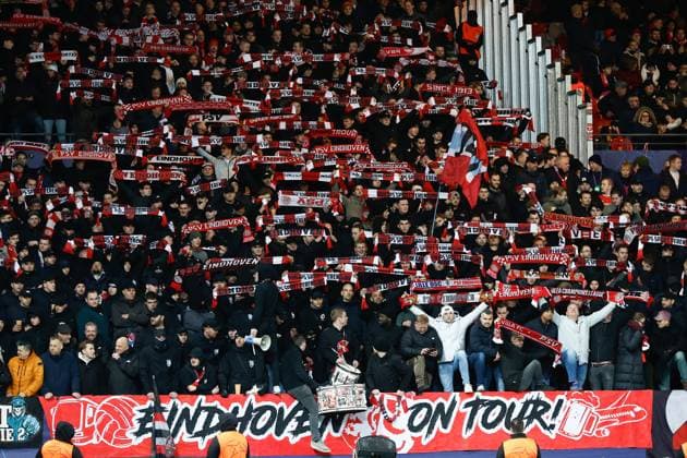 GUINGAMP, 10-12-2024. Stade de Roudourou. UEFA Champions League season 2024 25, match between PSV and Stade Brest 29, fans of PSV Brest - PSV  x26976538x Copyright: