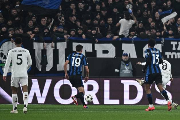Db Bergamo 10 12 2024 - Champions League Atalanta-Real Madrid foto Daniele Buffa Image nella foto: gol Kylian Mbappe 