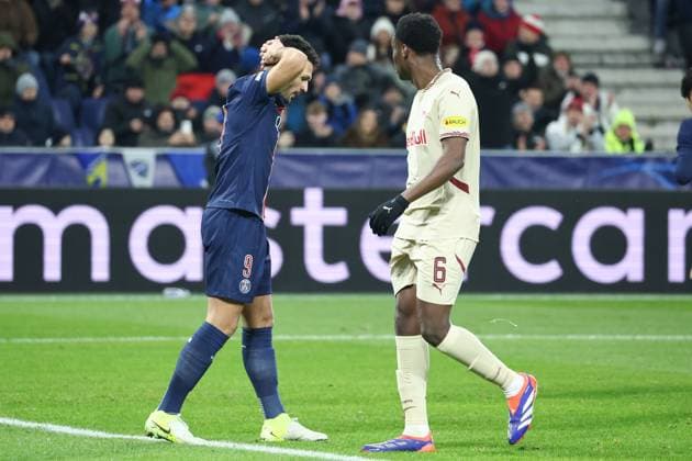 SOCCER - UEFA CL, RBS vs PSG SALZBURG,AUSTRIA,10.DEC.24 - SOCCER - UEFA Champions League, Red Bull Salzburg vs Paris Saint German. Image shows Goncalo Ramos (PSG).  GEPAxpictures xDavidxGeieregger