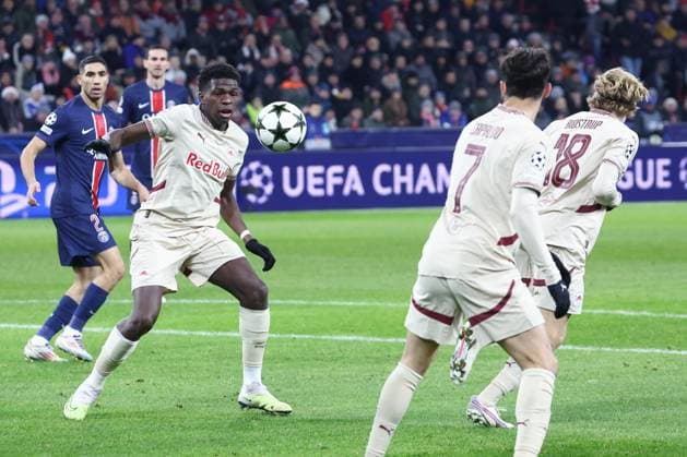 SOCCER - UEFA CL, RBS vs PSG SALZBURG,AUSTRIA,10.DEC.24 - SOCCER - UEFA Champions League, Red Bull Salzburg vs Paris Saint German. Image shows Lucas Gourna-Douath (RBS).  GEPAxpictures xDavidxGeieregger