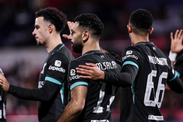 December 10, 2024, Girona, Girona, SPAIN: Mohamed Salah of Liverpool FC celebrates a goal during the UEFA Champions League 2024 25 League Phase MD6, match between Girona FC and Liverpool FC at Estadi de Montilivi on December 10, 2024 in Girona, Spain. Girona SPAIN - ZUMAa181 20241210_zaa_a181_106 Copyright: xJavierxBorregox