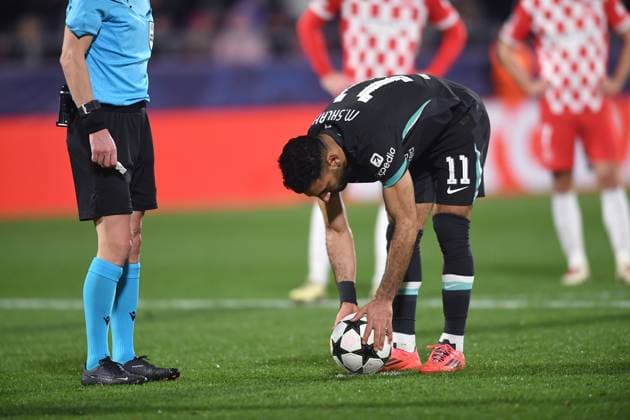 GIRONA FC vs LIVERPOOL FC Montilivi Municipal Stadium. Girona. Dec 10,2024 GIRONA FC-LIVERPOOL FC Dec 10,2024 Mohamed Salah (11) of Liverpool FC before scores his team s first goal during the UEFA Champions League 2024 25 League Phase match between Girona FC and Liverpool FC at Montilivi Municipal Stadium in Girona, Spain. Girona ESP Copyright: xS.xRosx