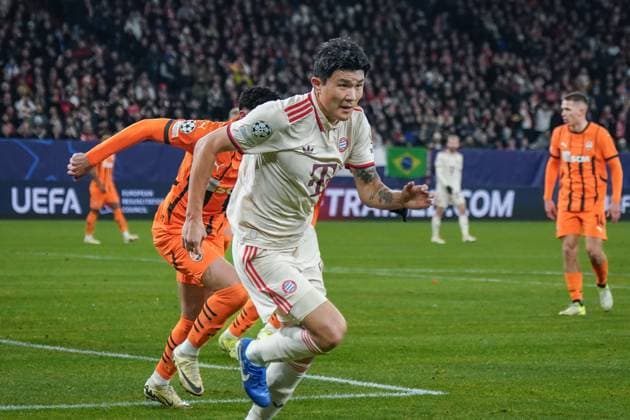 Football UEFA Champions League 2024 2025, Matchday 6 FC Shakhtar Shakhtar Donetsk vs FC Bayern Munich Arena AufSchalke Gelsenkirchen Min jae Kim FC Bayern Munich, 3 Copyright: xJOERANxSTEINSIEKx