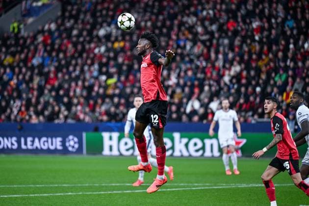 10 12 2024, Football, Champions League, Matchday 6, Season 2024 2025, Bayer 04 Leverkusen Inter Milan, Edmond Tapsoba Bayer Leverkusen xRHR PHOTO TKx Copyright: RHR-FOTOx RHR-FOTO TK
