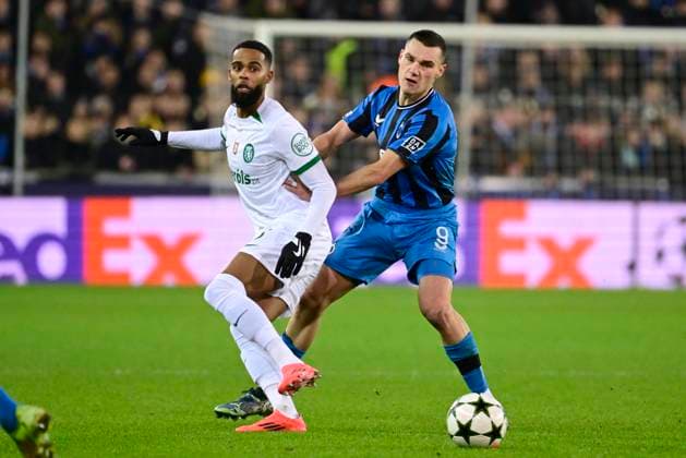 Club Brugge v Sporting CP - UEFA Champions League BRUGGE, BELGIUM - DECEMBER 10 : St. Juste Jeremiah defender of Sporting CP and Jutgla Ferran forward of Club Brugge during the UEFA Champions League 2024 25 League Phase MD6 match between Club Brugge and Sporting CP on December 10, 2024 in Brugge, Belgium, 10 12 2024 Brugge Belgium  Copyright: xPeterxDexVoechtx