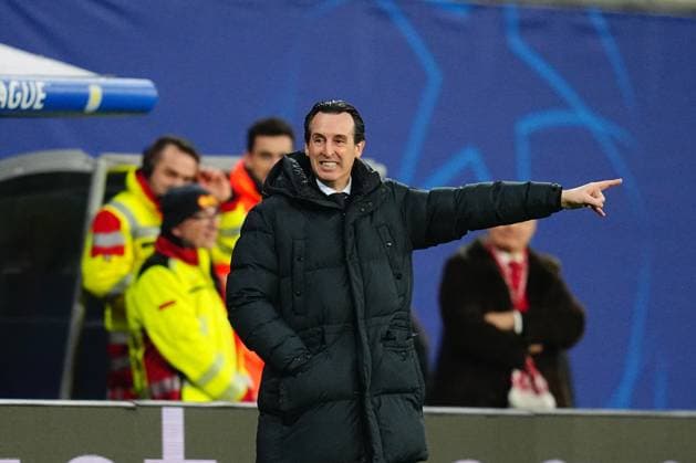 December 10 2024: Unai Emery of Aston Villa gestures during a Champions League Group Phase day 6 game, RB Leipzig vs Aston Villa, at Red Bull Arena, Leipzig, Germany. CSM Leipzig Germany - ZUMAc04_ 20241210_zma_c04_021 Copyright: xUlrikxPedersenx