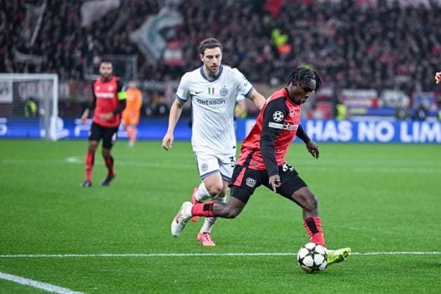 10 12 2024, Football, Champions League, Matchday 6, Season 2024 2025, Bayer 04 Leverkusen Inter Milan, Carlos Augusto Inter Milan , Jeremie Frimpong Bayer Leverkusen , xRHR PHOTO TKx Copyright: RHR-FOTOx RHR-FOTO TK