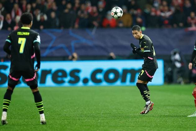 GUINGAMP, 10-12-2024. Stade de Roudourou. UEFA Champions League season 2024 25, match between PSV and Stade Brest 29, PSV player Mauro Junior Brest - PSV  x26978369x Copyright: