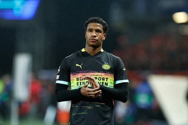 GUINGAMP, 10-12-2024. Stade de Roudourou. UEFA Champions League season 2024 25, match between PSV and Stade Brest 29, PSV player Ryan Flamingo disappointed after the 1-0 lose Brest - PSV  x26978724x Copyright: