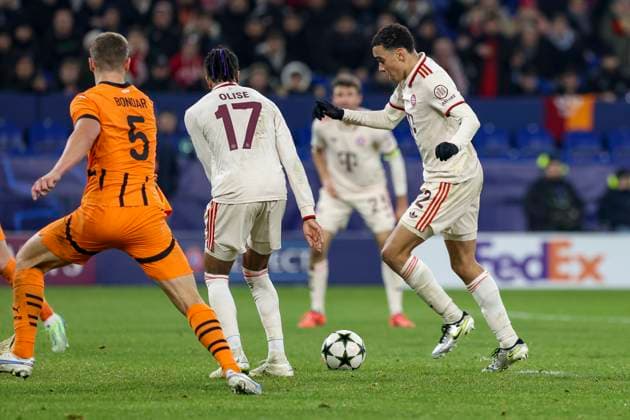 Gelsenkirchen, Germany, 10 12 24 Jamal Musiala FC Bayern Munich scores the goal to make it 1 4 during the Champions League group stage match between FC Shakhtar Donetsk vs FC Bayern Munich at Arena AufSchalke Gelsenkirchen Arena AufSchalke North Rhine Westphalia Germany Copyright: xBrauer-Fotoagenturx xAdrianxSchlx