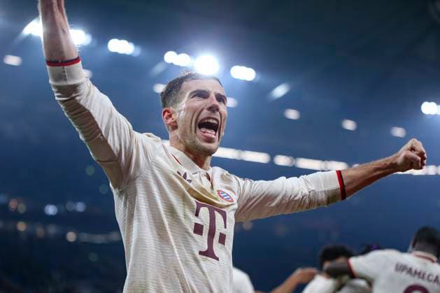 Gelsenkirchen, Germany, 10 12 24 Leon Goretzka FC Bayern Munich celebrates after scoring 1 5 during the Champions League group stage match between FC Shakhtar Donetsk vs FC Bayern Munich at Arena AufSchalke Gelsenkirchen Arena AufSchalke North Rhine Westphalia Germany Copyright: xBrauer-Fotoagenturx xAdrianxSchlx