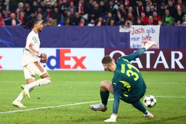 Goal for 1 5 by Michael Olise 17 FC Bayern Muenchen FC Shakhtar Donetsk vs FC Bayern Muenchen, Football, UEFA Champions League, Matchday 6, 10 12 2024 Photo kolbert press Ant Palmer Arena AufSchalke NRW Germany Copyright: xkolbert-press AntxPalmerx