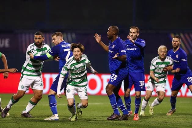 Zagreb, 10.12.2024. - Maksimir Stadium, UEFA CHAMPIONS LEAGUE - 2024 25, League phase, Matchday 6, GNK Dinamo - Celtic. Players during free-kick 
