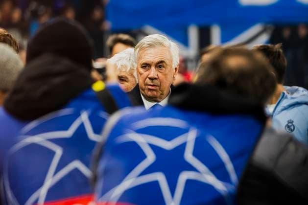 Atalanta BC v Real Madrid C.F. - UEFA Champions League 2024 25 League Phase MD6 Carlo Ancelotti participates in the UEFA Champions League 2024 25 match between Atalanta BC and Real Madrid in Bergamo, Italy, on December 10, 2024, at Gewiss Stadium. Bergamo Italy  Copyright: xMairoxCinquettix originalFilename:cinquetti-atalanta241210_nptKV.jpg