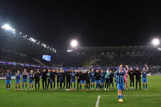 Club Brugge v Sporting CP - UEFA Champions League BRUGGE, BELGIUM - DECEMBER 10 : players of Club Brugge celebrate the victory after the UEFA Champions League 2024 25 League Phase MD6 match between Club Brugge and Sporting CP on December 10, 2024 in Brugge, Belgium, 10 12 2024 Brugge Belgium  Copyright: xTomasxSiskx