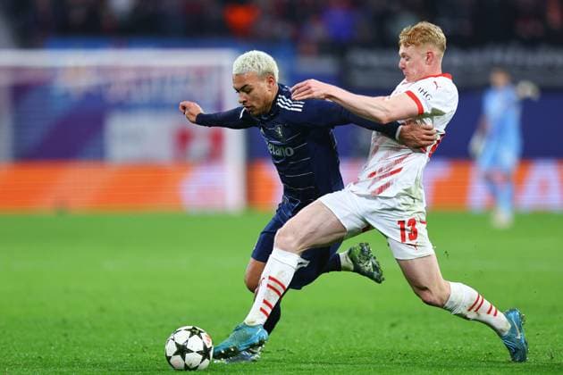 2024.12.10 Lipsk pilka nozna UEFA Liga Mistrzow sezon 2024 2025 RB Lipsk - Aston Villa FC N z Morgan Rogers Nicolas Seiwald Foto Pawel Andrachiewicz PressFocus 2024.12.10 Leipzig Football - UEFA Champions League season 2024 2025 RB Leipzig - Aston Villa FC Morgan Rogers Nicolas Seiwald Credit: Pawel Andrachiewicz PressFocus NEWSPIX.PL --- newspix.pl POLAND OUT! 