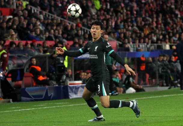 Girona FC v Liverpool FC - UEFA Champions League 2024 25 League Phase MD6 Wataru Endo plays during the match between Girona FC and Liverpool FC, corresponding to week 6 of the League Stage of the UEFA Champions League, at the Montilivi Stadium in Girona, Spain, on December 10, 2024. Barcelona Spain  Copyright: xUrbanandsportx originalFilename:urbanandsport-gironafc241210_np953.jpg