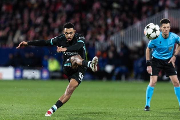 December 10, 2024, Barcelona, Barcelona, Spain: Alexander Arnold of Liverpool seen in action on free kick during the match of matchday 2 to UEFA Champions League between Girona F.C and Liverpool F.C at Estadi Montilivi. Finals score; Girona F.C : Liverpool F.C Barcelona Spain - ZUMAs316 20241210_znp_s316_080 Copyright: xMartixSeguraxRamonedax
