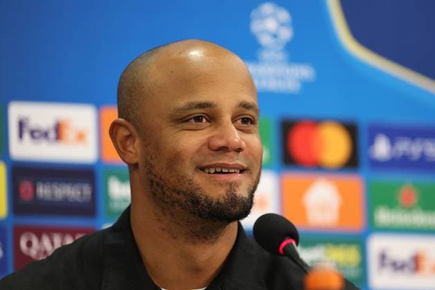 10 12 2024, Football, UEFA Champions League, Shakhtar Donetsk FC Bayern Munich, Arena AufSchalke Gelsenkirchen, Matchday 8 Season 2024 2025 Post-match press conference with the coaches Coach Vincent Kompany Head coach Bayern DFB regulations prohibit any use of photographs as image sequences and or quasi video North Rhine-Westphalia Germany