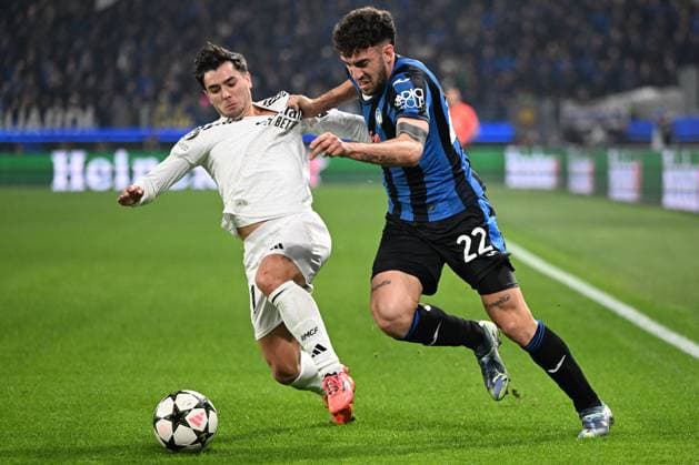 CALCIO - UEFA Champions League - Atalanta BC vs Real Madrid Brahim Diaz of Real Madrid CF and Matteo Ruggeri of Atalanta BC during the UEFA Champions League League Stage match, phase MD6 between Atalanta BC and Real Madrid CF oon December 10, 2024 at Gewiss stadium in Bergamo, Italy Bergamo Italy  Copyright: xIPAxSport ABACAx