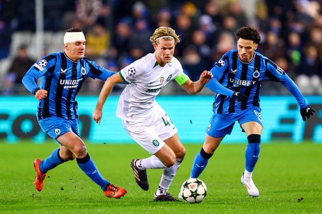 Club Brugge v Sporting CP - UEFA Champions League BRUGGE, BELGIUM - DECEMBER 10 : Tzolis Christos forward of Club Brugge and Talbi Chemsdine midfielder of Club Brugge during the UEFA Champions League 2024 25 League Phase MD6 match between Club Brugge and Sporting CP on December 10, 2024 in Brugge, Belgium, 10 12 2024  Copyright: xTomasxSiskx