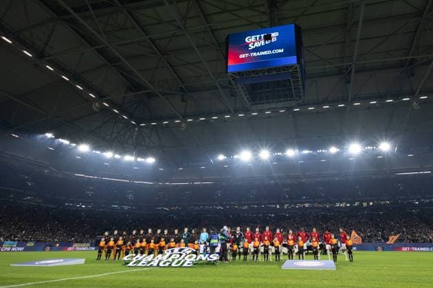 UEFA Champions League FC Shakhtar Donetsk FC Bayern Munich 10 12 2024 FC Shakhtar Donetsk and FC Bayern Munich entering the pitch, start of the match UEFA Champions League FC Shakhtar Donetsk FC Bayern Munich Arena AufSchalke, Gelsenkirchen 10 12 2024 Copyright: xBEAUTIFULxSPORTS Buriakovx