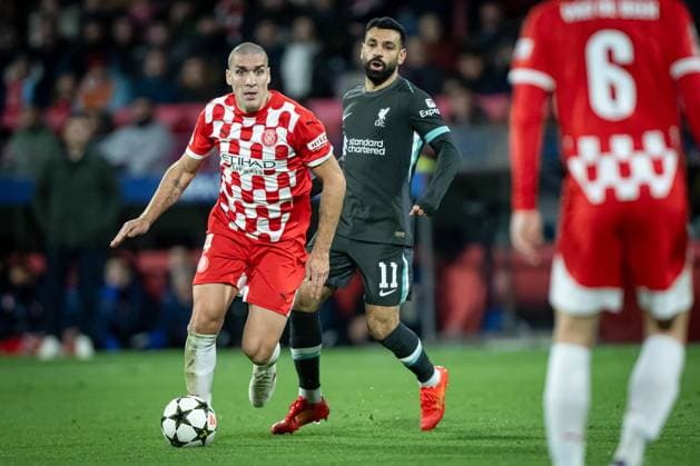 December 10, 2024, Girona, Spain: Oriol Romeu (Girona FC) seen in action during a UEFA Champions League match between Girona FC and Liverpool FC at Estadi Municipal de Montilivi . Final Score: Girona FC 0 - Liverpool FC 1. Girona Spain - ZUMAs197 20241210_aaa_s197_186 Copyright: xFelipexMondinox