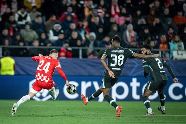 December 10, 2024, Girona, Spain: Cristian Portugues Portu (Girona FC) seen in action during a UEFA Champions League match between Girona FC and Liverpool FC at Estadi Municipal de Montilivi. Final Score: Girona FC 0 - Liverpool FC 1. Girona Spain - ZUMAs197 20241210_aaa_s197_215 Copyright: xFelipexMondinox