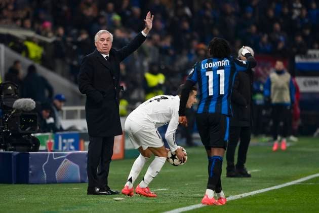 10th December 2024; Gewiss Stadium, Bergamo, Italy, UEFA Champions League Football, Atalanta versus Real Madrid; Carlo Ancelotti Head Coach of Real Madrid reacts  ActionPlus12725400 StefanoxGuidi