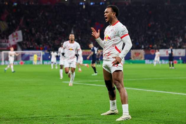 Lois Openda RB Leipzig celebrates his goal for 1 1, UEFA Champions League 2024 25 League Phase MD6, RB Leipzig v Aston Villa FC, Red Bull Arena on December 10, 2024 in Leipzig, Germany Photo by Marco Steinbrenner DeFodi Images Lois Openda RB Leipzig celebrates after scoring his teams first goal, UEFA Champions League 2024 25 League Phase MD6, RB Leipzig v Aston Villa FC, Red Bull Arena Leipzig , December 10, 2024 in Leipzig, Germany Photo by Marco Steinbrenner DeFodi Images Defodi 700 leipzig aston 20241210 191 Defodi-700