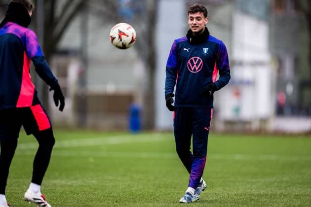 241211 Colin Rösler of Malmö FF during a UEFA Europa League training session on December 11, 2024 in Malmö Photo Petter Arvidson BILDBYRAN kod PA PA0938 fotboll football soccer fotball uefa europa league träning practice training malmö ff bbeng  Copyright: PETTERxARVIDSON BB241211PA004